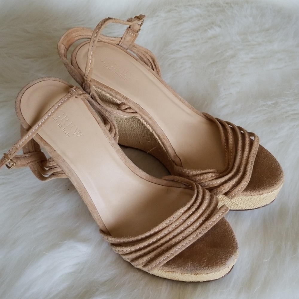 "2 for $50" J. Crew Straw Suede Wedge Sandals